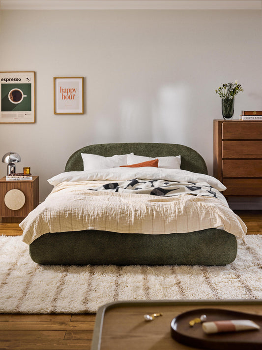 Alvira Teddy Bouclé Upholstered Bed