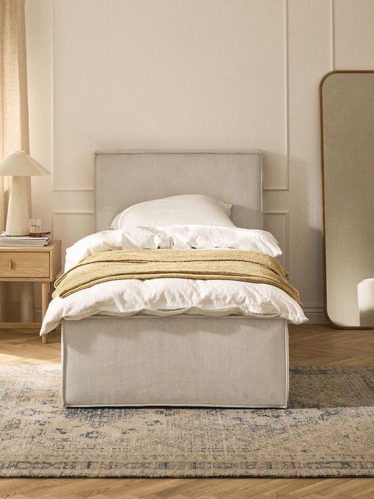 Drescano Single Bed in Corduroy with Storage
