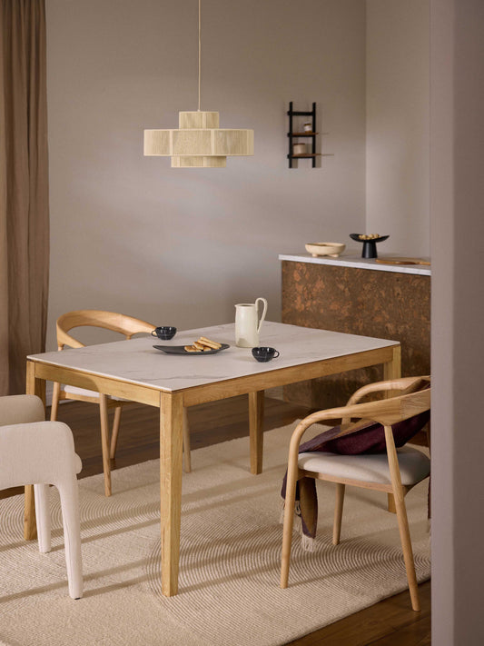 Jackrado Dining Table with Marble-Look Tabletop, in Various Sizes