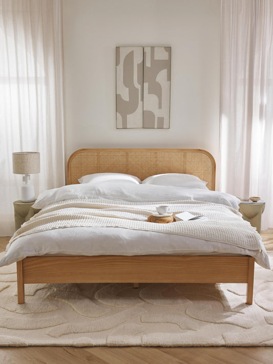 Jonmara Wooden Bed with Vienna Cane Headboard