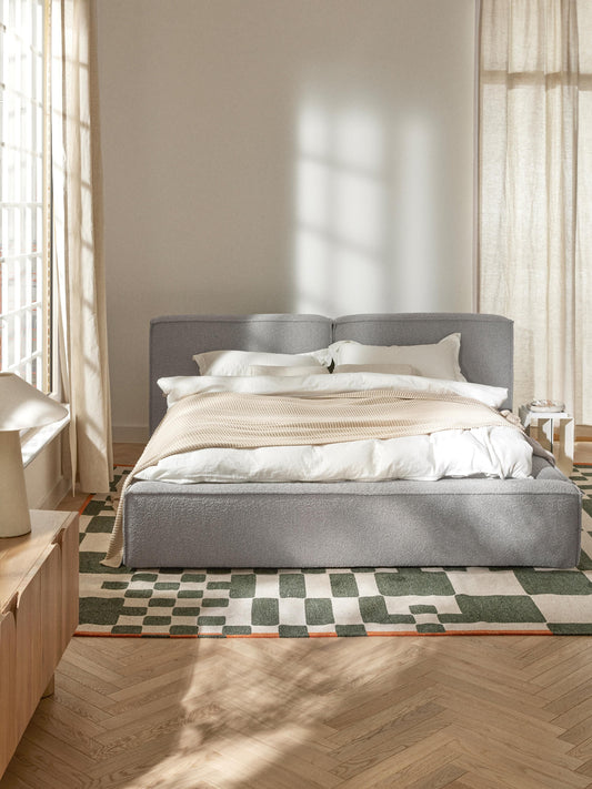 Lenzano Upholstered Bed in Bouclé