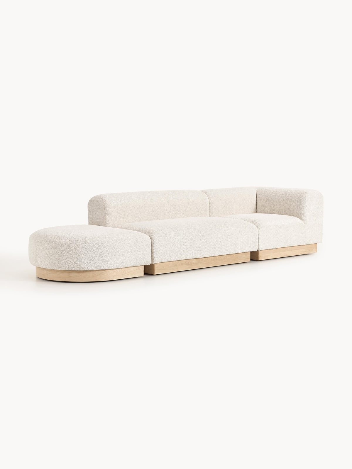 Natriva Modular Teddy Bouclé Ottoman with Stool (Left/Right)