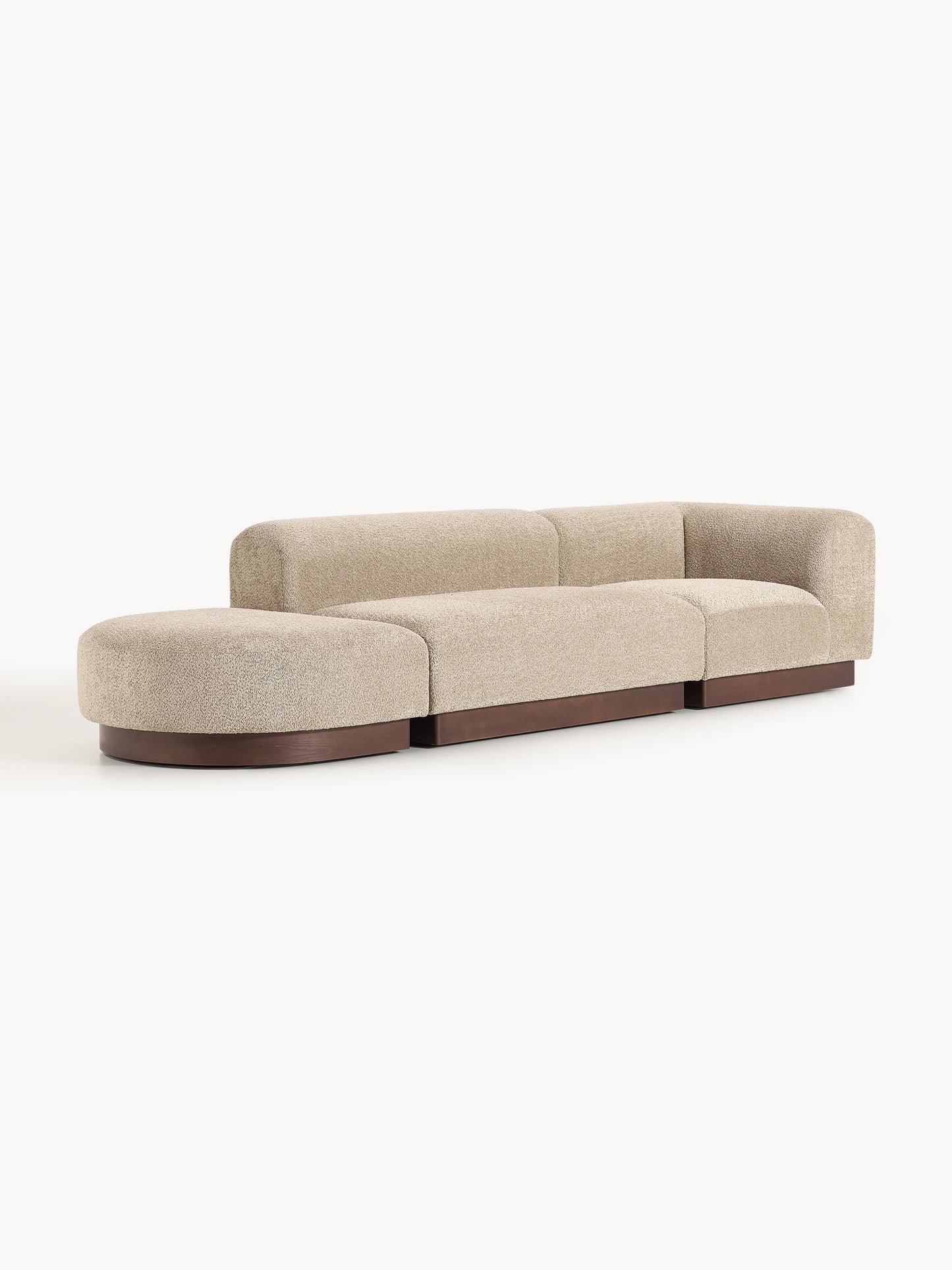 Natriva Modular Teddy Bouclé Ottoman with Stool (Left/Right)
