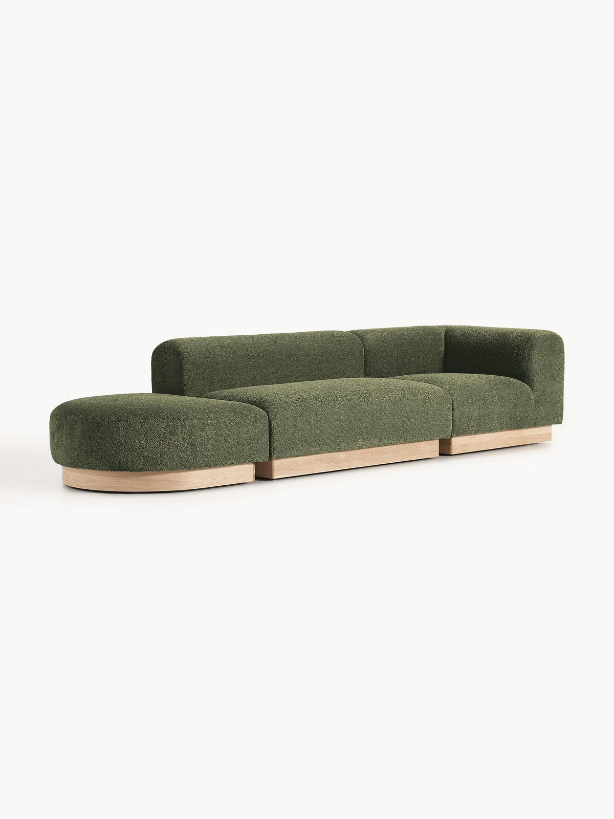 Natriva Modular Teddy Bouclé Ottoman with Stool (Left/Right)