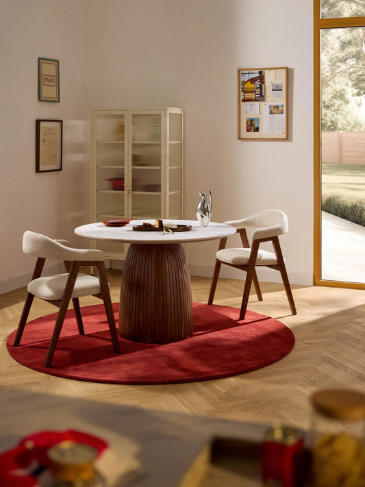 Nelbria Round Dining Table with Marble Tabletop, Ø 115 cm