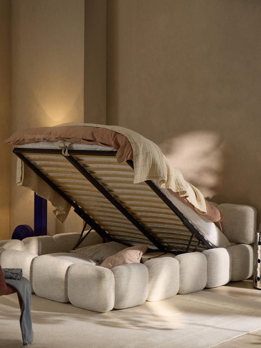 Taybria Bouclé Upholstered Bed with Storage