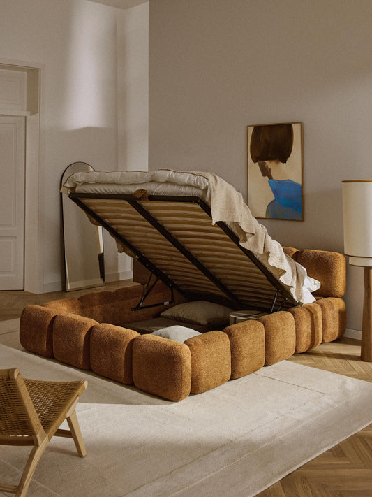 Taybria Teddy Bouclé Upholstered Bed with Storage