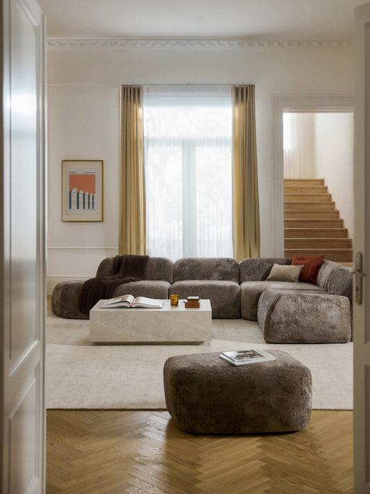 Wolstena XL Modular Corner Sofa in Teddy Bouclé with Chaise Longue