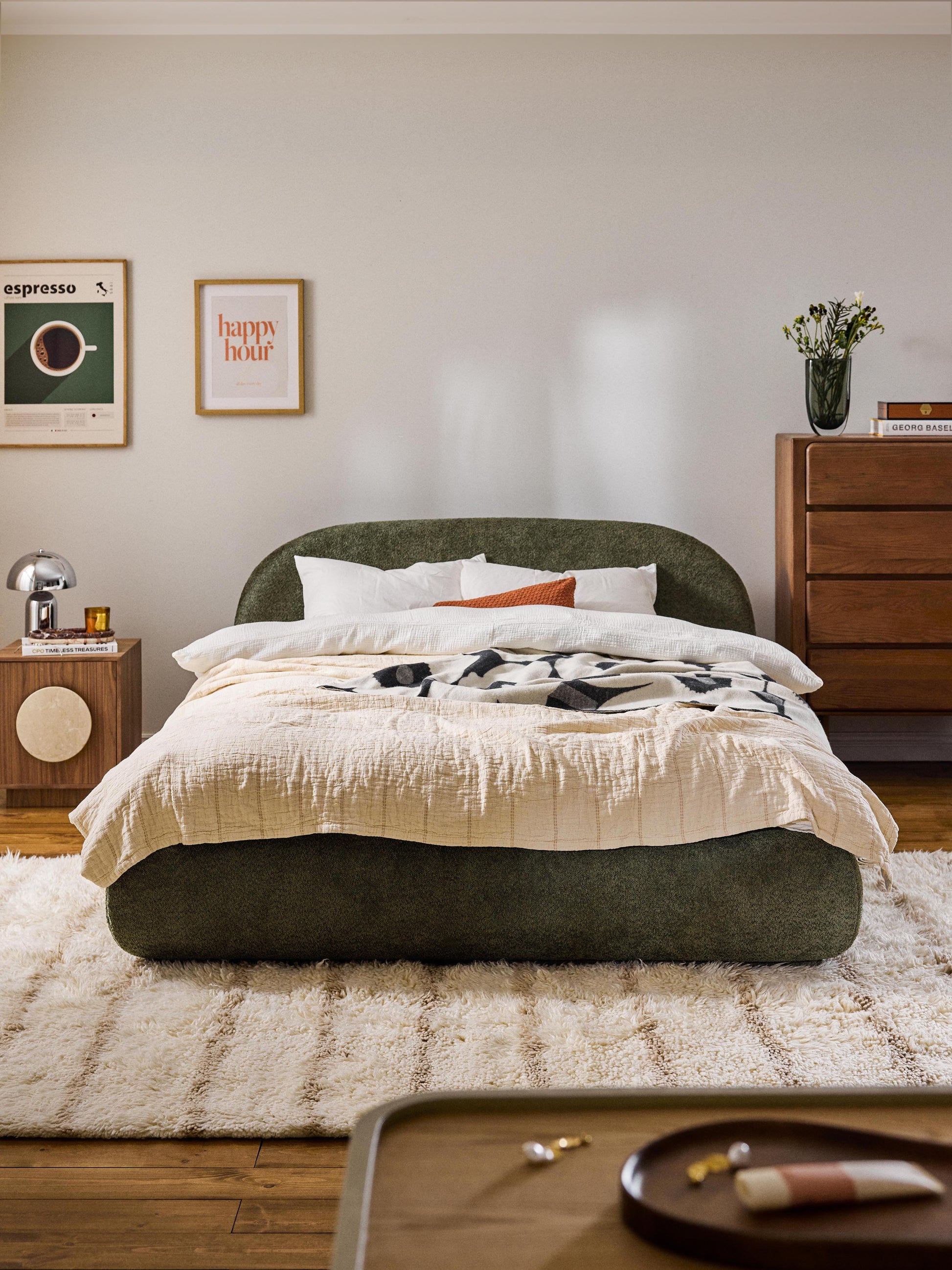 Alvira Teddy Bouclé Upholstered Bed