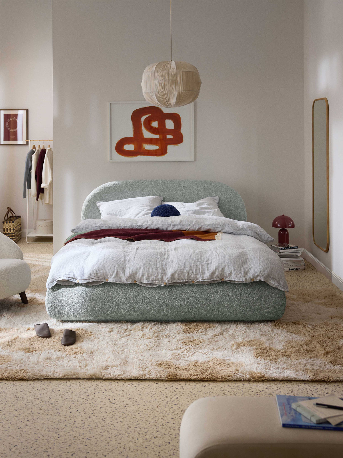 Alvira Upholstered Bed in Bouclé