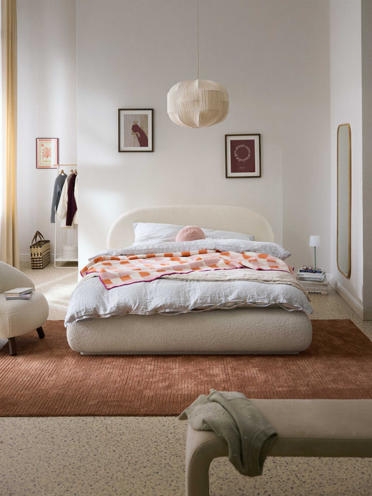 Alvira Upholstered Bed in Bouclé