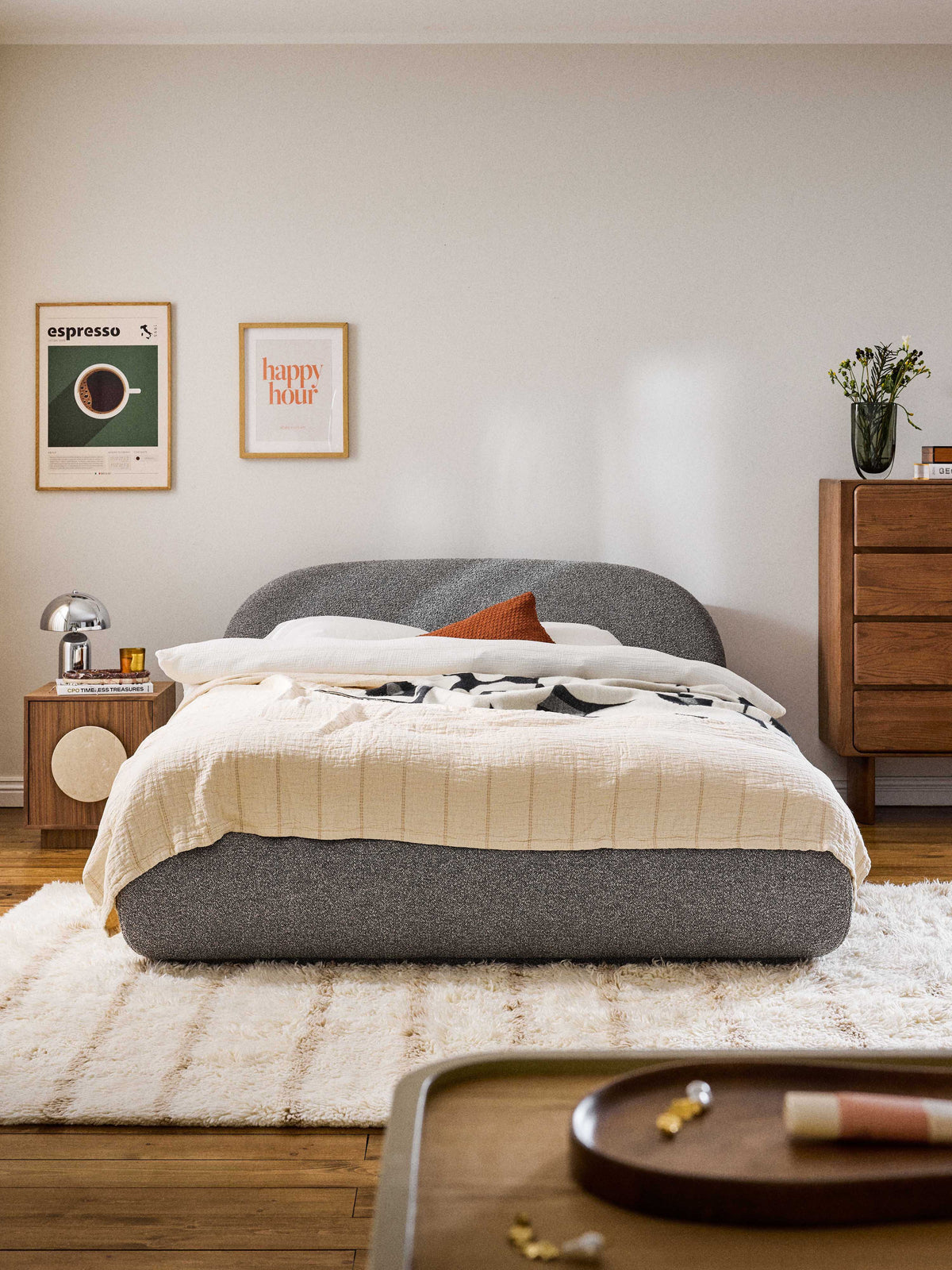 Alvira Upholstered Bed in Bouclé