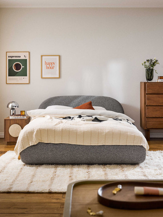 Alvira Upholstered Bed in Bouclé