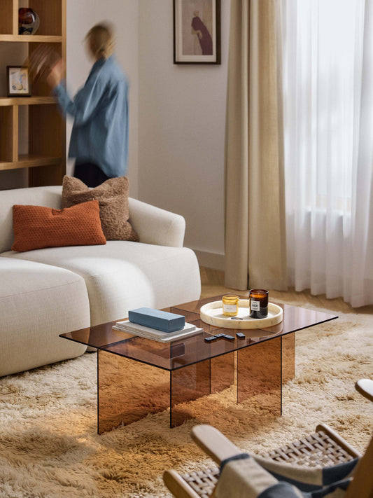 Anoursa Coffee Table in Glass, W 102 cm