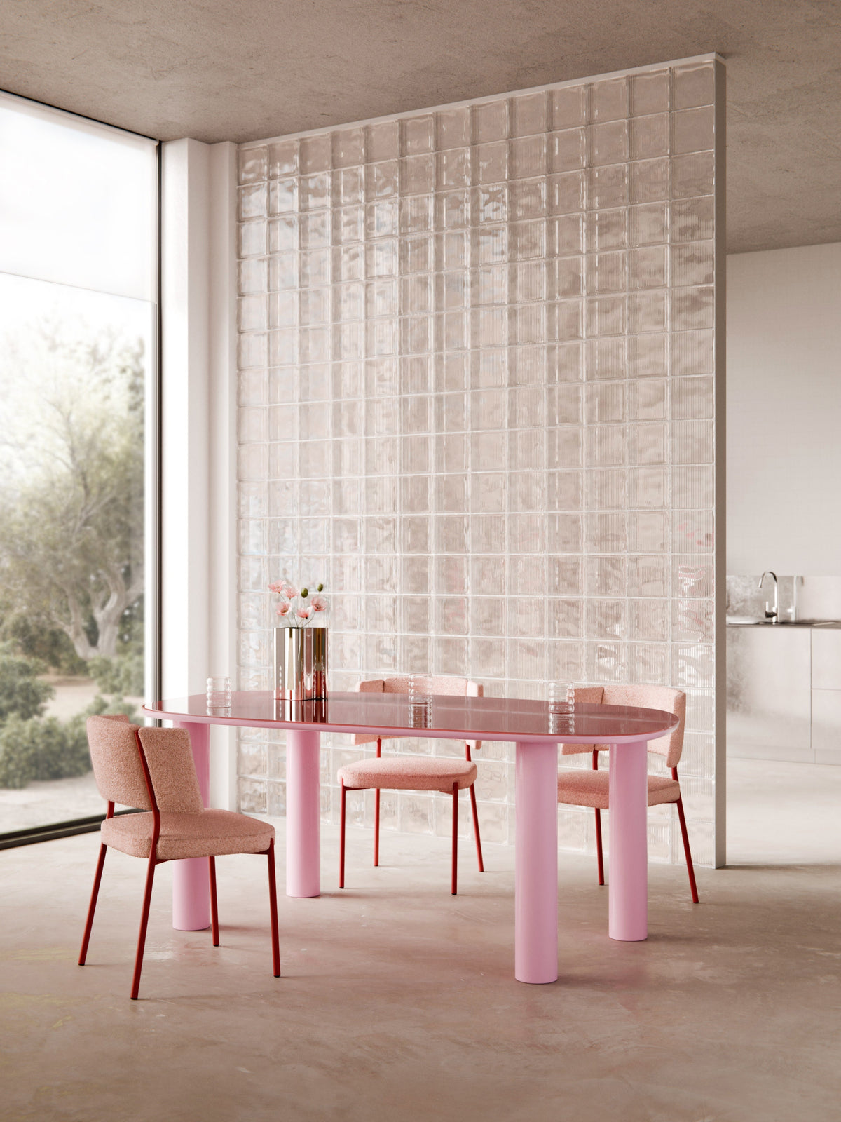 Benriva Organic Dining Table with Glass Top, 200 x 110 cm