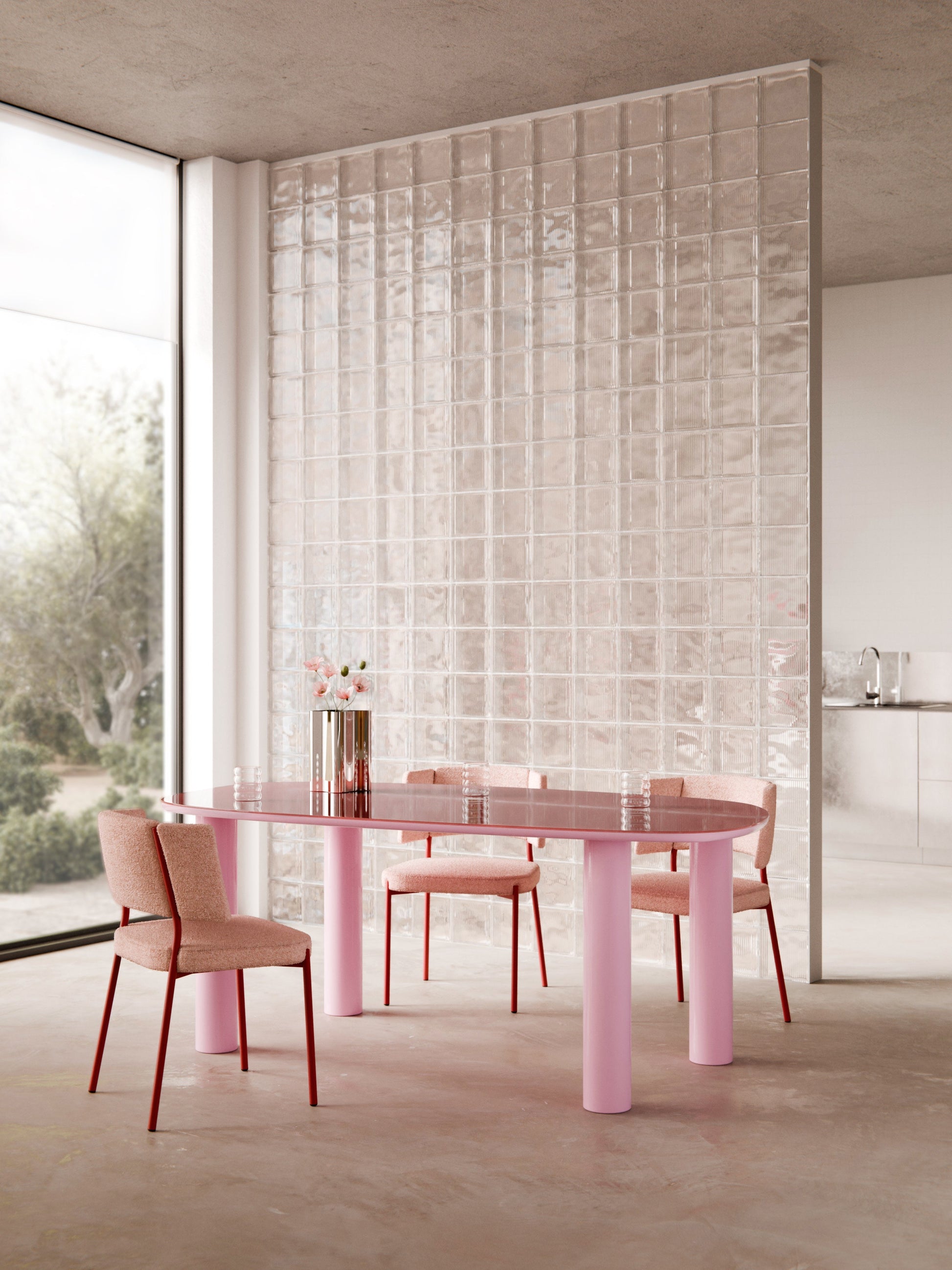 Benriva Organic Dining Table with Glass Top, 200 x 110 cm