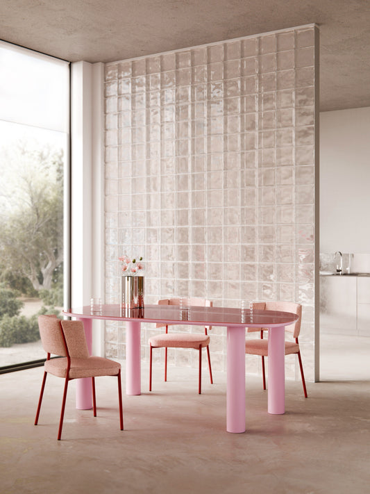 Benriva Organic Dining Table with Glass Top, 200 x 110 cm