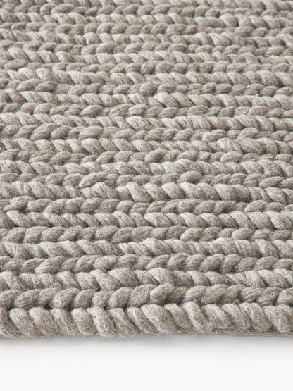 Brunora Handmade Rug in Wool with Braided Texture