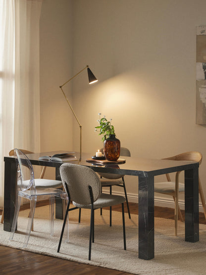 Carbell Dining Table in Marble Look, 180 x 90 cm