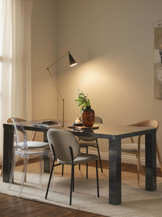 Carbell Dining Table in Marble Look, 180 x 90 cm