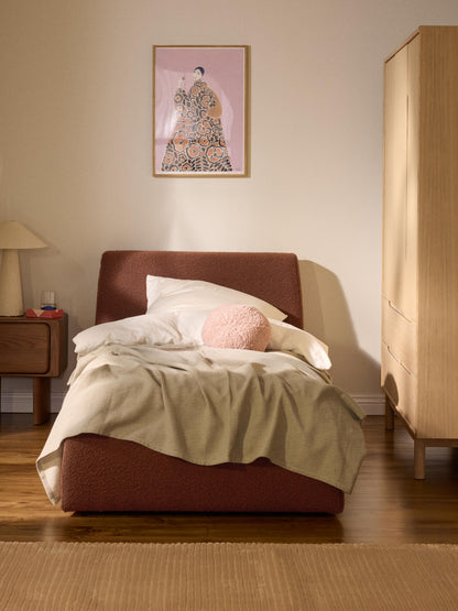 Clorenza Bouclé Single Bed with Storage