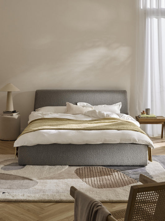 Clorenza Upholstered Storage Bed in Bouclé