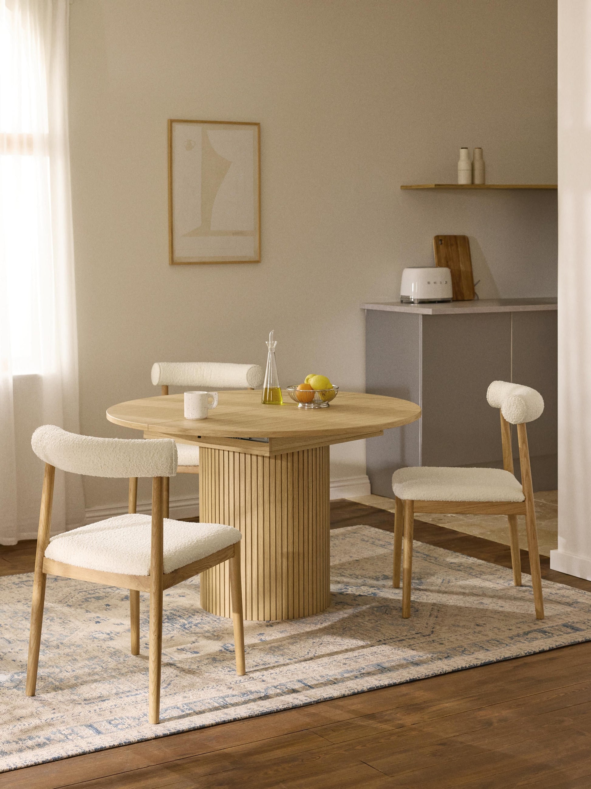 Filbria Extendable Dining Table with Grooved Texture, 120 - 160 x 75 cm