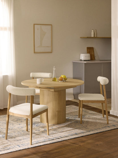 Filbria Extendable Dining Table with Grooved Texture, 120 - 160 x 75 cm
