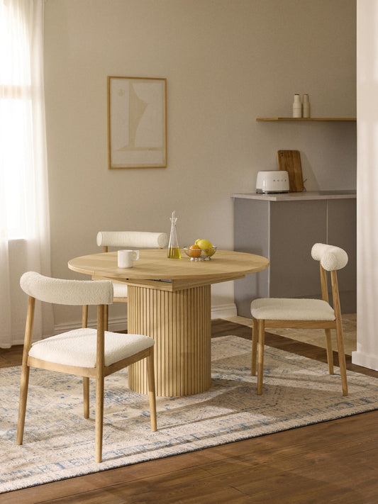 Filbria Extendable Dining Table with Grooved Texture, 120 - 160 x 75 cm