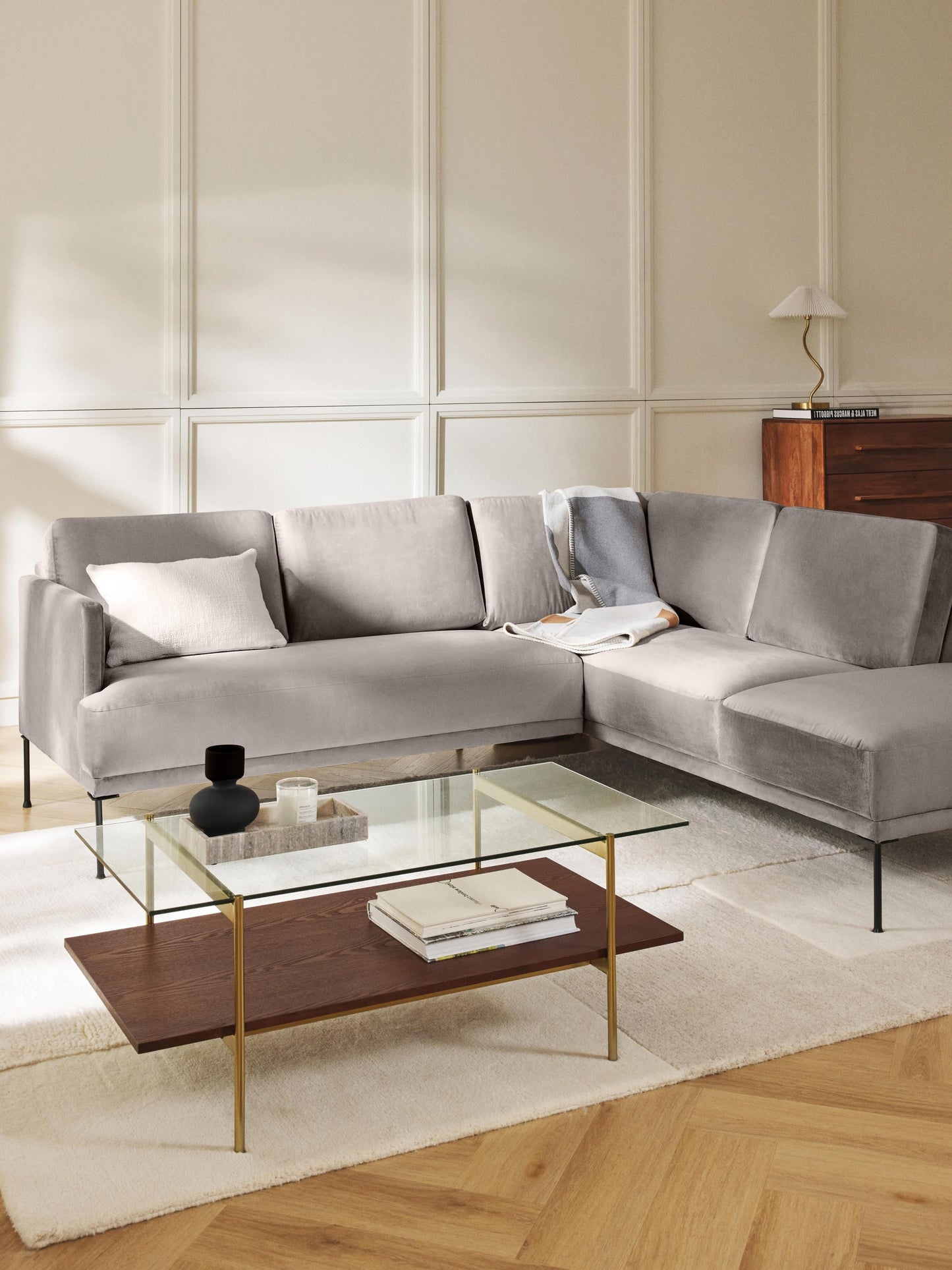 Flurenza Velvet Corner Sofa