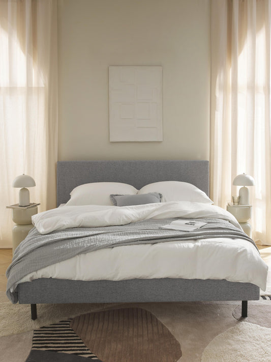 Giurenza Upholstered Bed with Wooden Feet