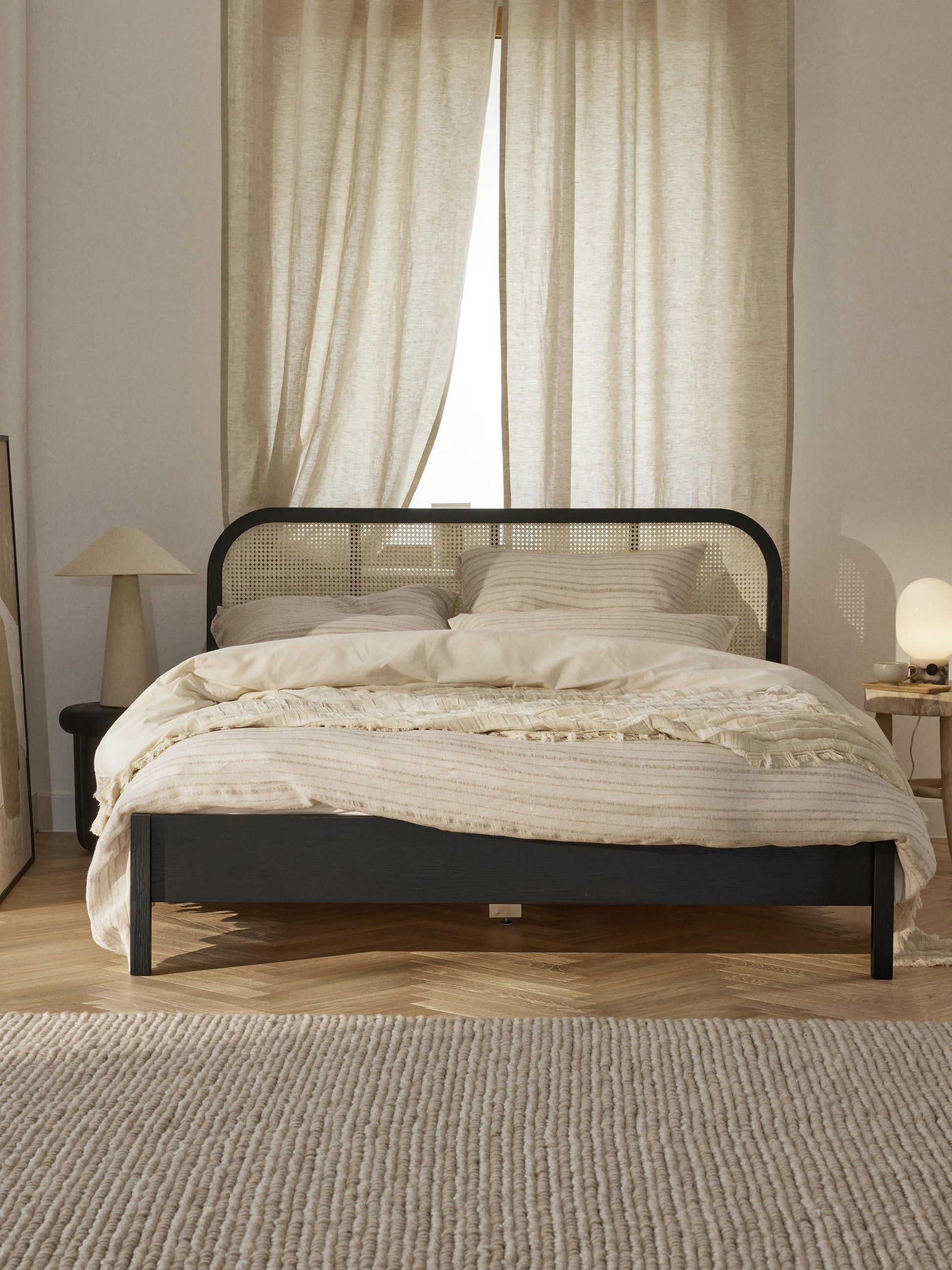 Jonmara Wooden Bed with Vienna Cane Headboard