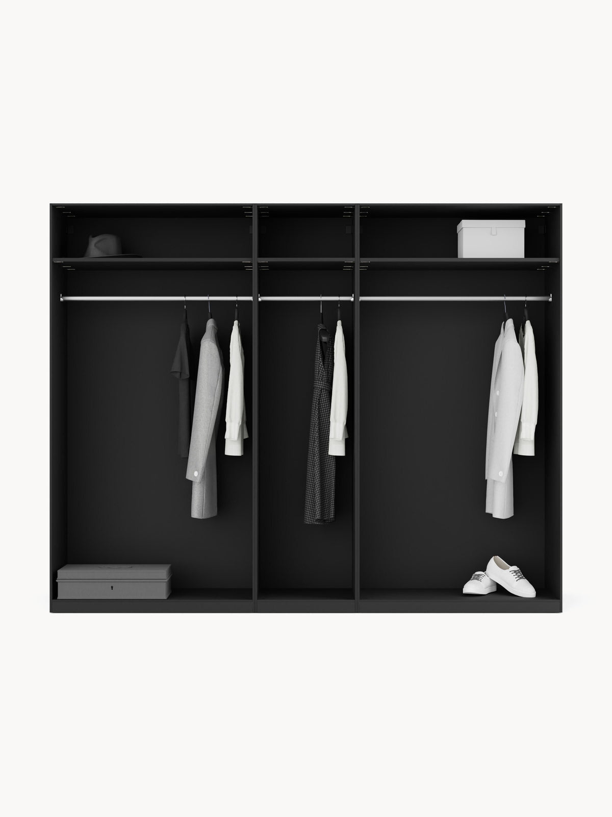 Lenmarco Modular Hinged-Door Wardrobe, 250 cm Wide, in Various Sizes