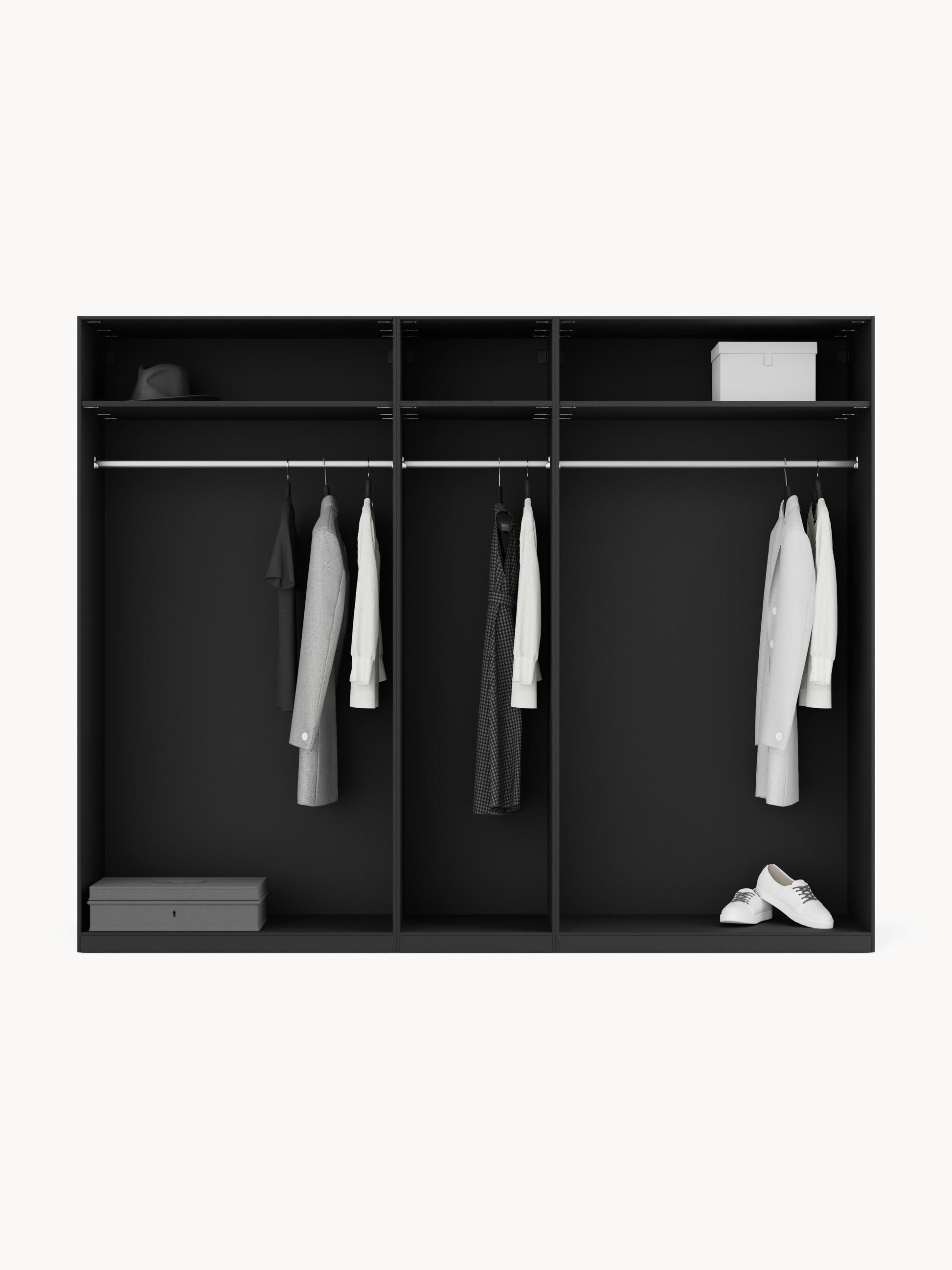 Lenmarco Modular Hinged-Door Wardrobe, 250 cm Wide, in Various Sizes