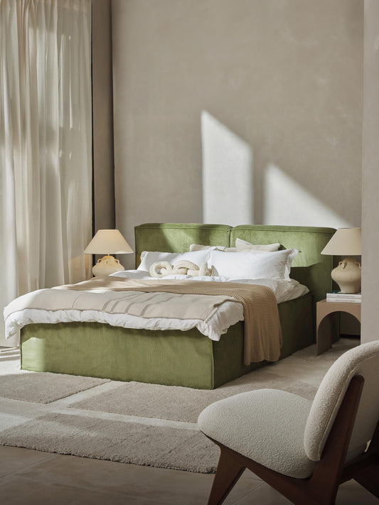 Lenzano Box Spring Bed in Corduroy