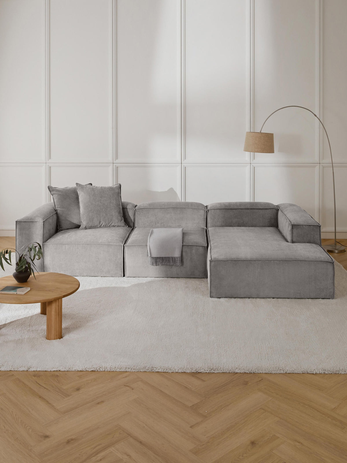 Lenzano Modular Corduroy Corner Sofa (4-Seater)