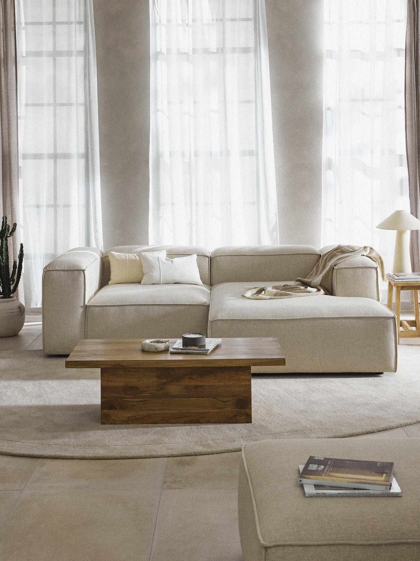 Lenzano Modular Corner Sofa (2-Seater) in Linen Blend