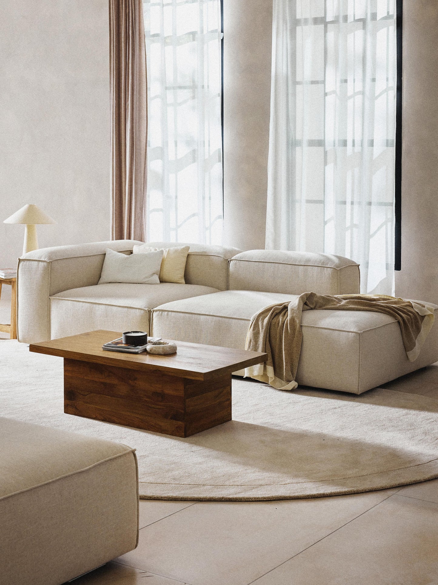 Lenzano Modular Linen Blend Ottoman