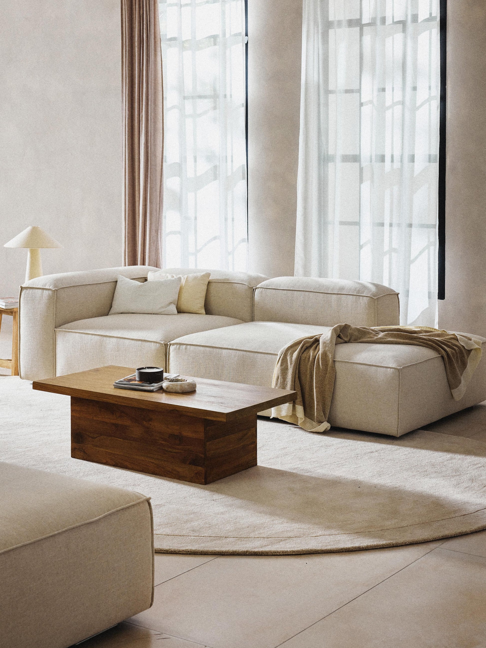 Lenzano Modular Linen Blend Ottoman