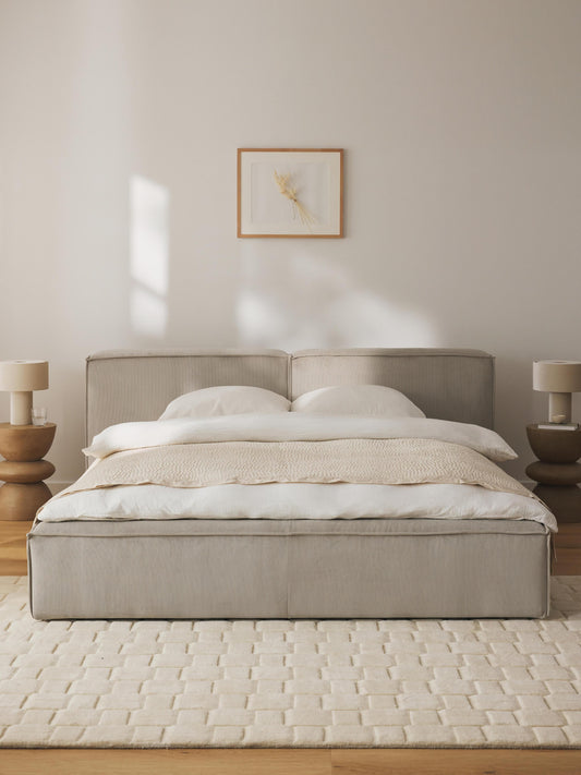 Lenzano Upholstered Storage Bed in Corduroy
