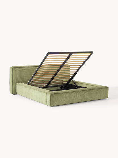 Lenzano Upholstered Storage Bed in Corduroy