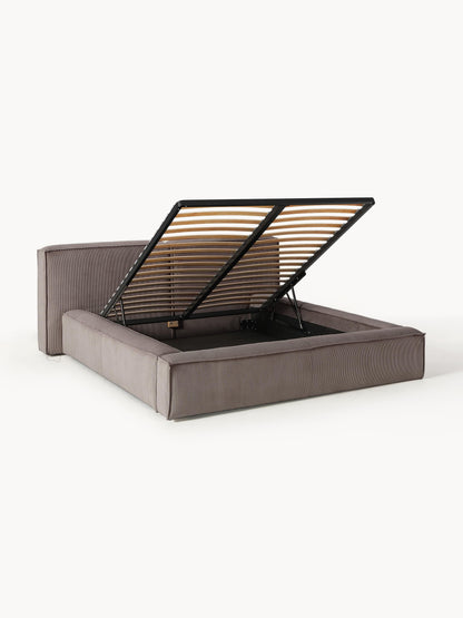 Lenzano Upholstered Storage Bed in Corduroy