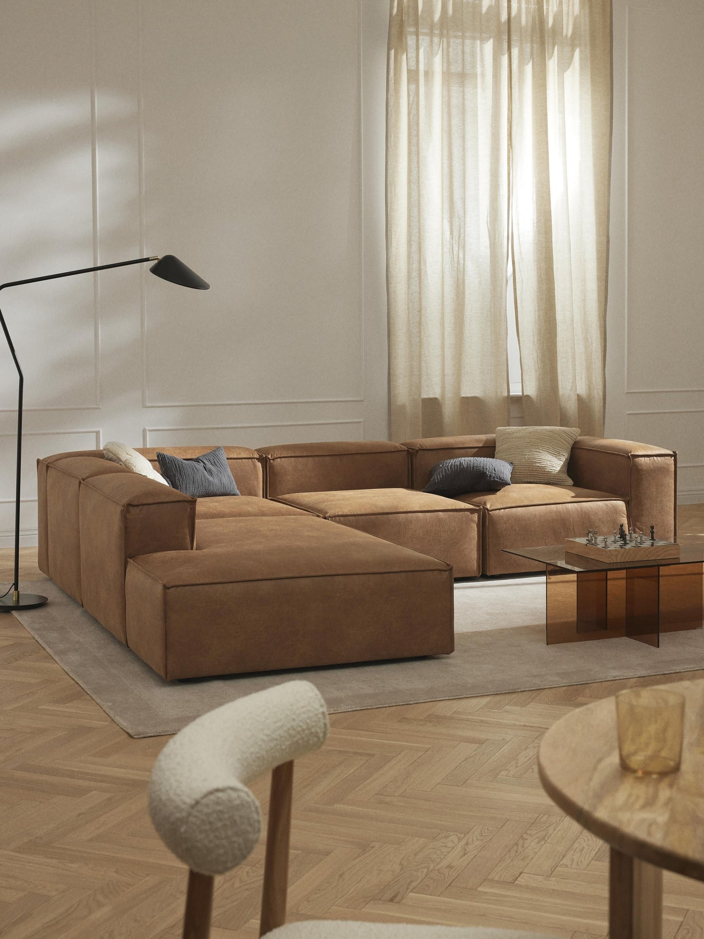 Lenzano XL Modular Leather Corner Sofa (4-Seater)