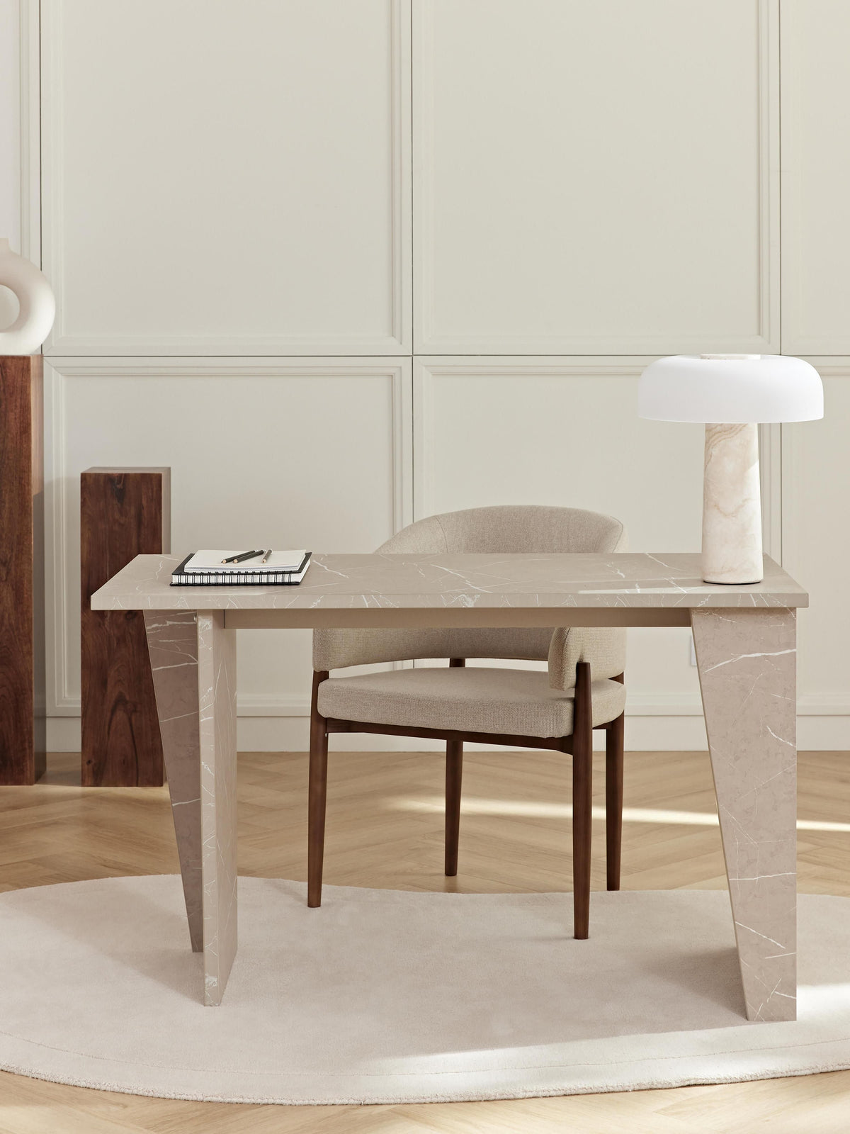 Liambro Travertine-Look Desk