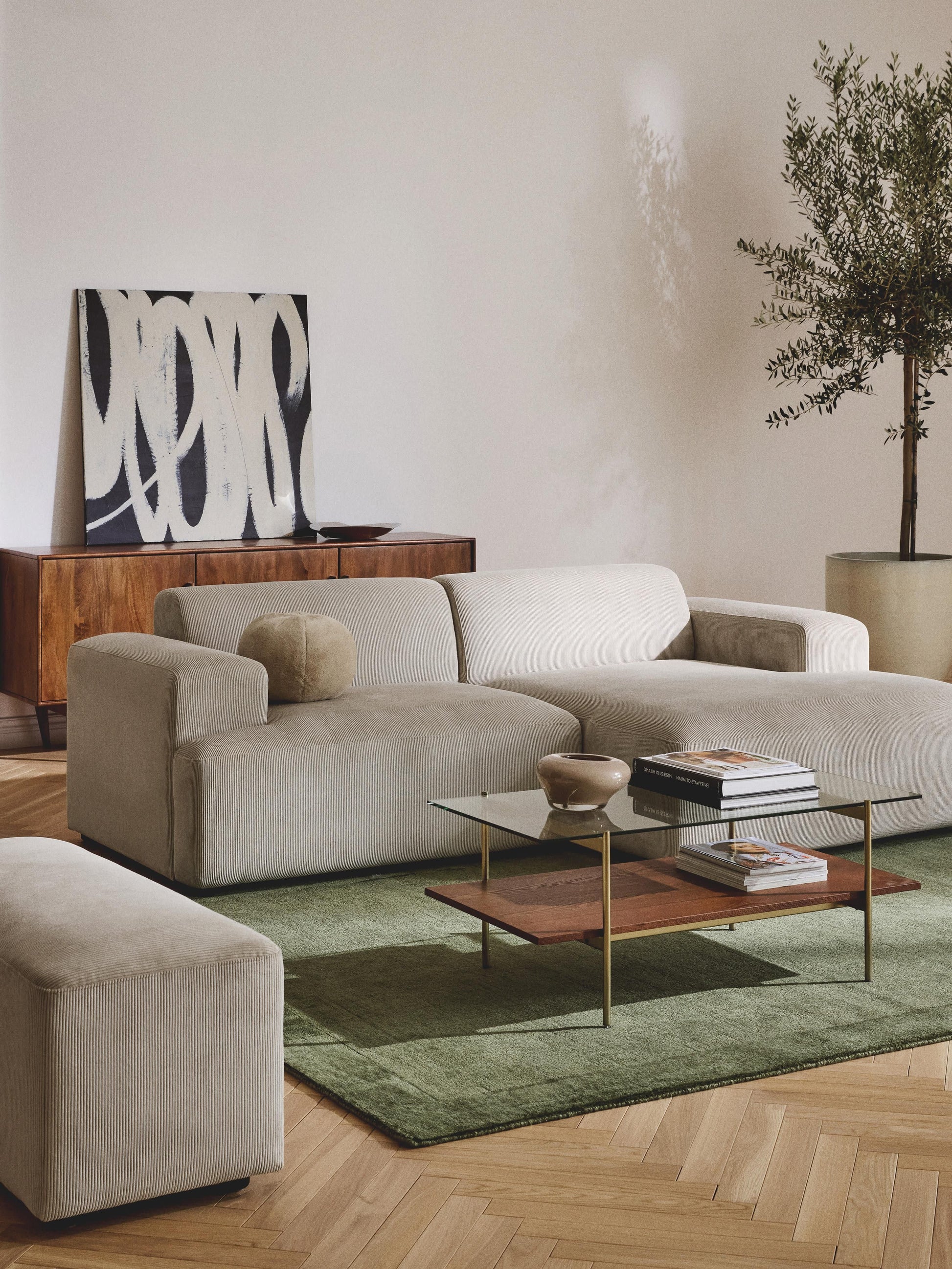 Melriva Corduroy Corner Sofa (3-Seater)