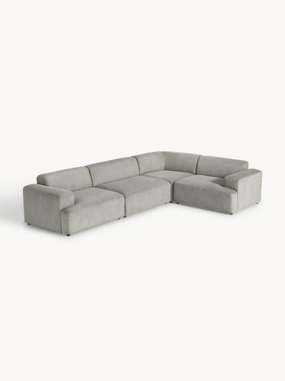 Melriva Large Corduroy Corner Sofa (4-Seater)