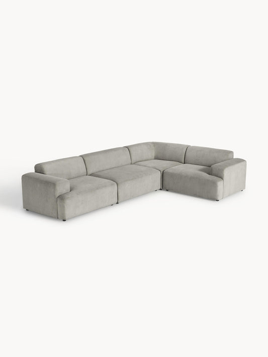 Melriva Large Corduroy Corner Sofa (4-Seater)