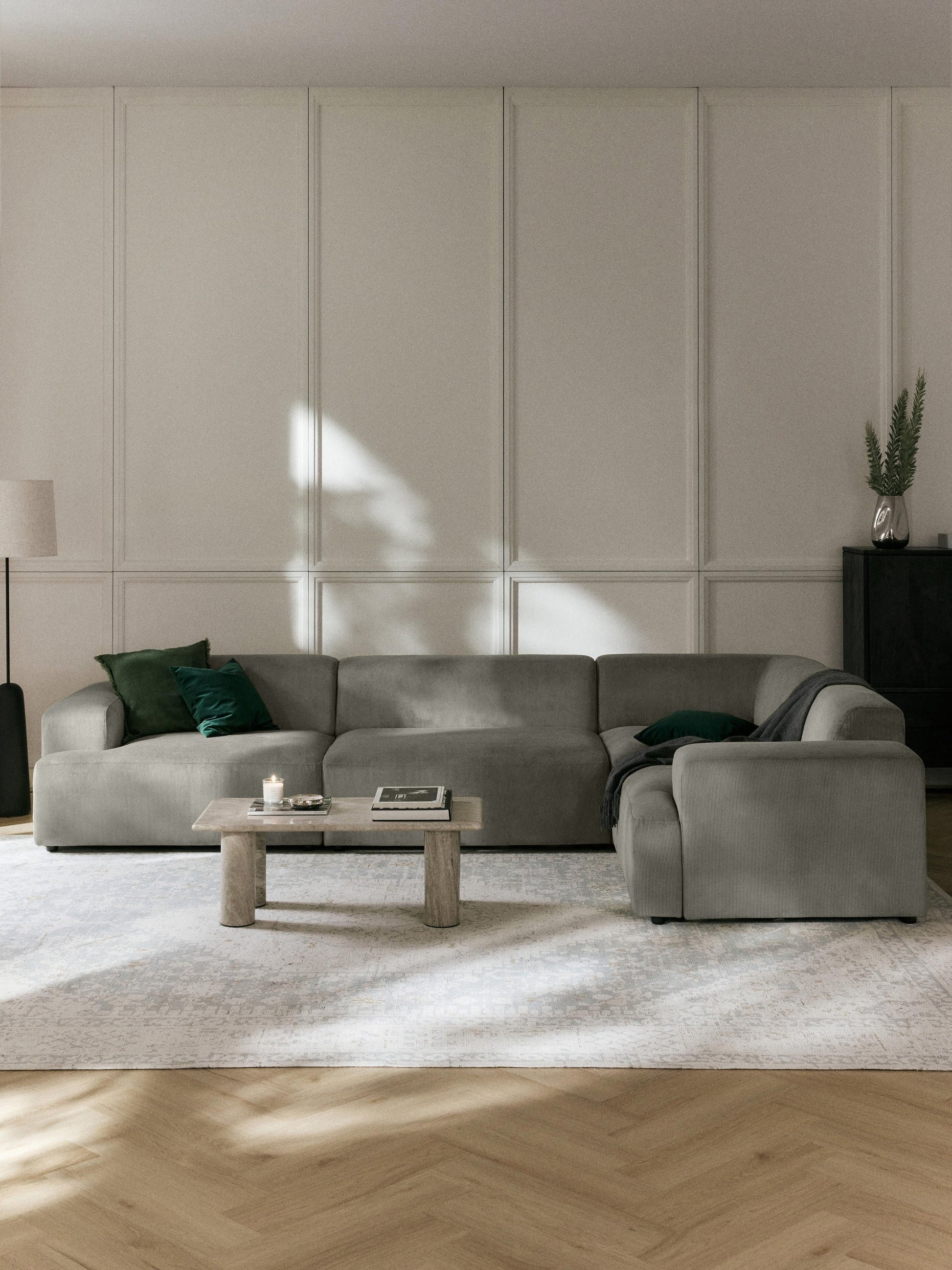 Melriva Large Corduroy Corner Sofa (4-Seater)