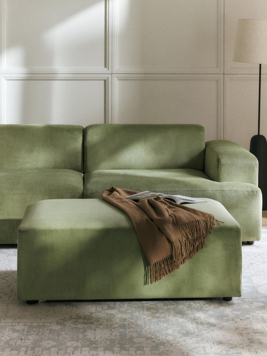 Melriva XL Corduroy Ottoman, W 116 x D 72 cm