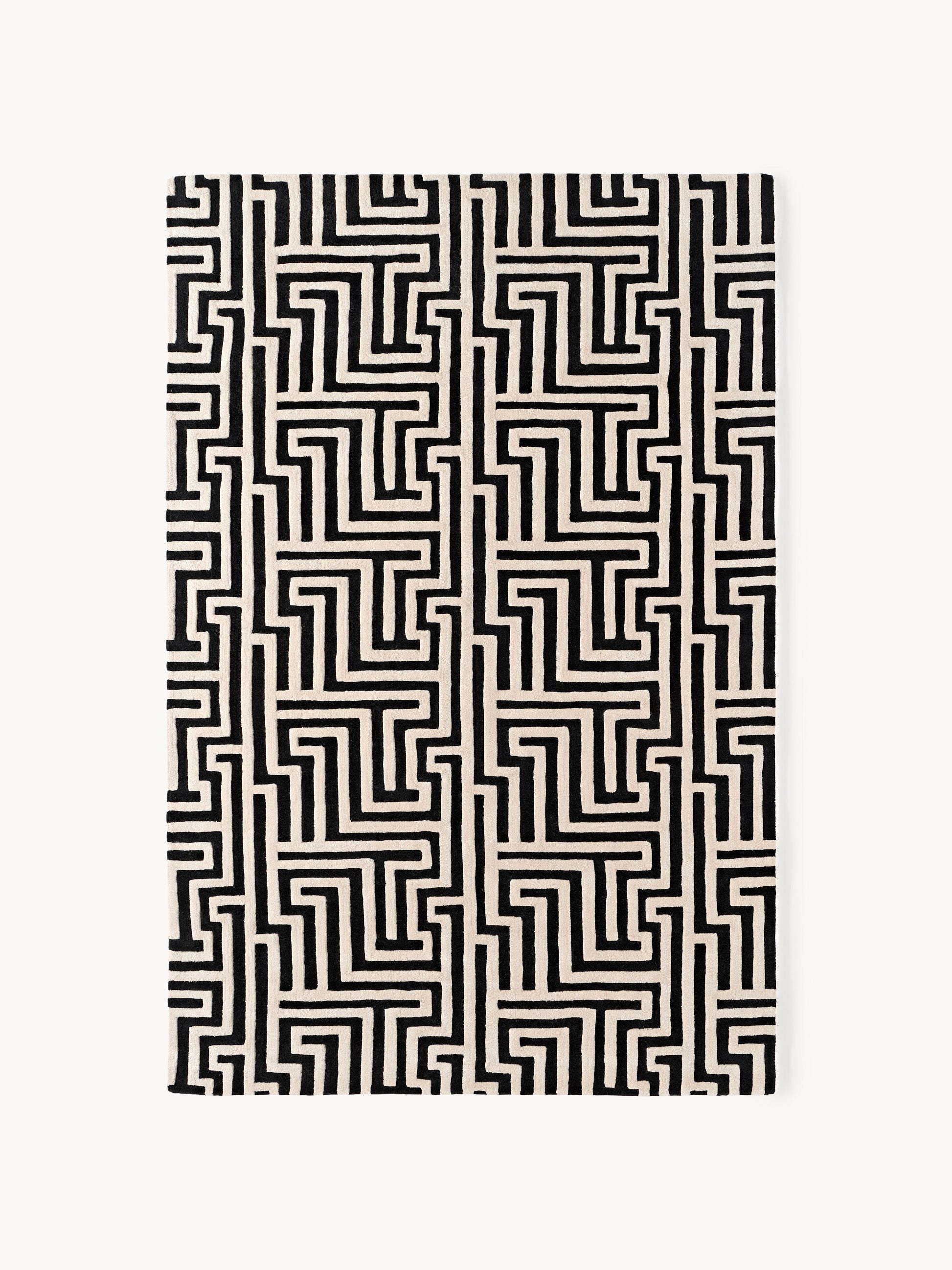 Monrenza Hand-Tufted Wool Rug with Raised High-Low Texture
